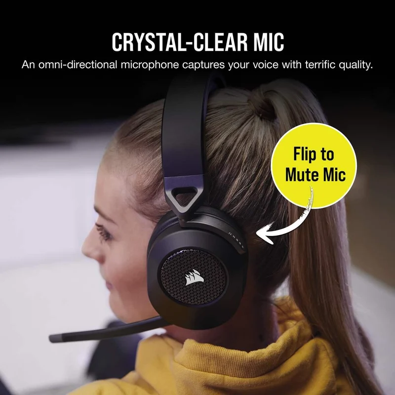 Corsair HS65 Wireless 2.4GHZ/BT 5.2/Dolby Audio 7.1 Lightweight Gaming Headset For PC/ Mac/ PS4/ PS5 (Carbon)