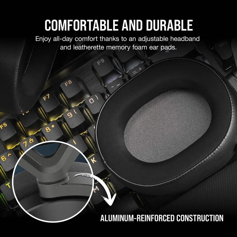 Corsair HS65 Wireless 2.4GHZ/BT 5.2/Dolby Audio 7.1 Lightweight Gaming Headset For PC/ Mac/ PS4/ PS5 (Carbon)