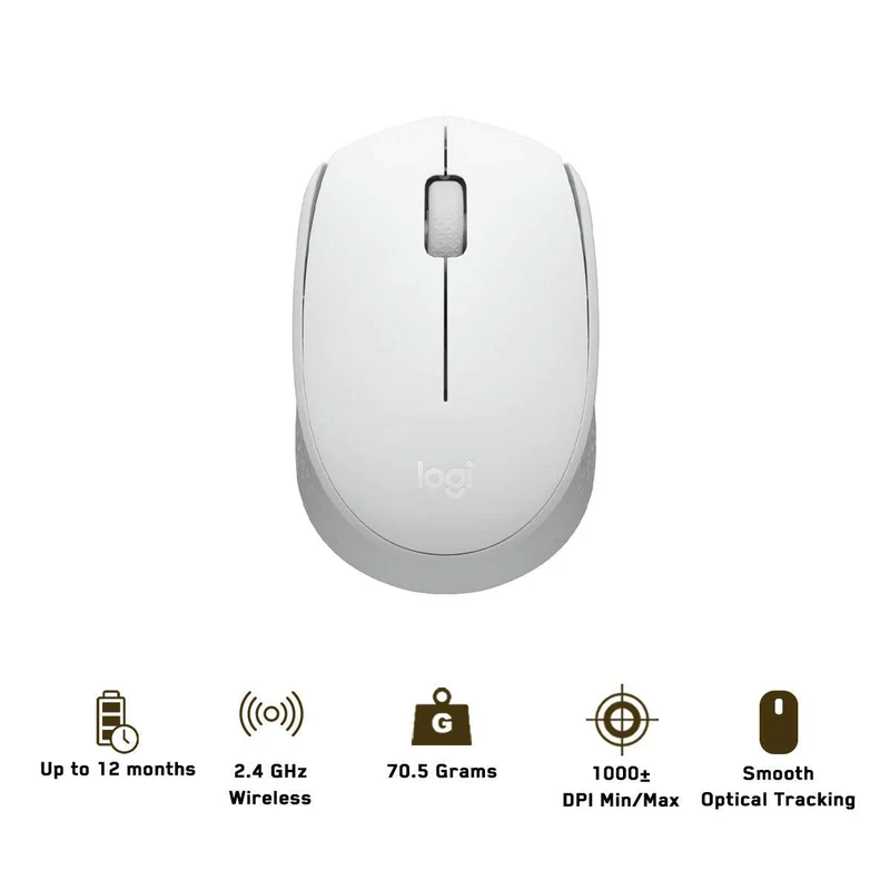 Logitech M171 Reliable Wireless Connectivity Mouse (White)