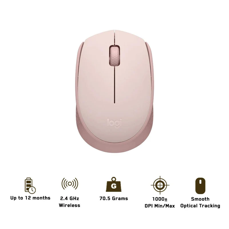 Logitech M171 Reliable Wireless Connectivity Mouse (Rose)
