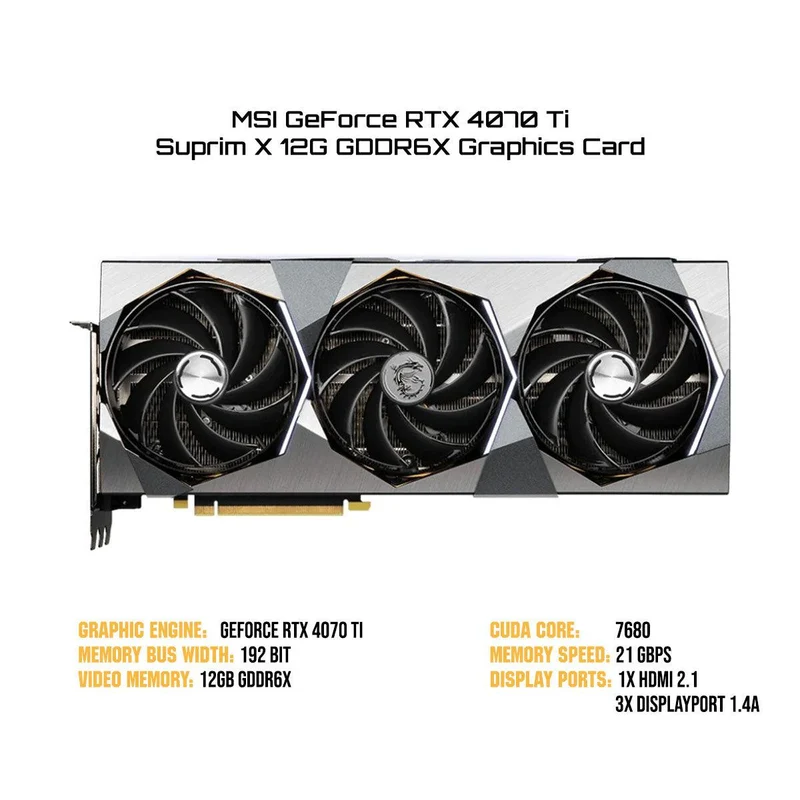 MSI GeForce RTX 4070 Ti Suprim X 12G GDDR6X Graphics Card
