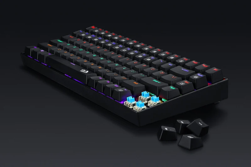 Redragon Phantom 84-Key Rainbow Backlit Mechanical Keyboard (Dust-Proof Blue Switch) (K629-KB)