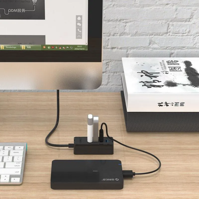 Orico W5P-U3 USB 3.0 4 Port Hub With Micro USB Power Input 30CM Cable Length (Black)