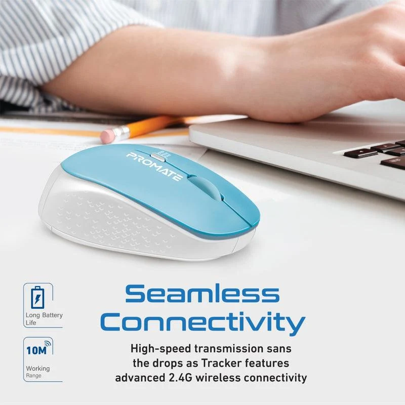 Promate Tracker 1600DPI MaxComfort Ergonomic Wireless Mouse (Blue)