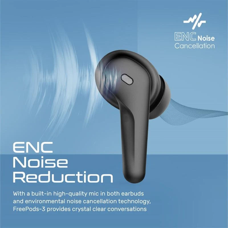 Promate Freepods-3 High Definition ENC Earphones With Intellitouch (Black)