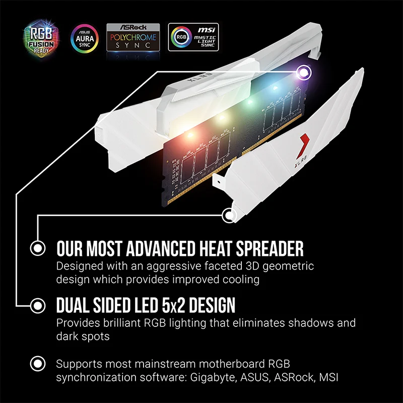 PNY XLR8 Gaming Epic-X RGB 16GB (2X8GB) DDR4 3200MHZ CL16 1.3V Desktop Memory (White) (MD16GK2D4320016XRGBW)