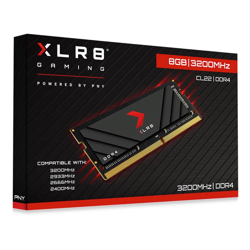 PNY XLR8 Gaming 8GB DDR4 3200MHZ CL22 SODIMM Memory (MN8GSD43200XR-RB)