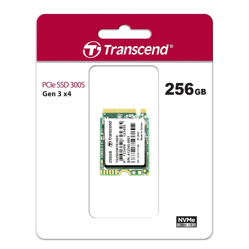 Transcend M.2 2230 PCIE Gen 3 X4 3D NAND NVME SSD (256GB, 512GB, 1TB) (TS256GMTE300S, TS512GMTE300S, TS1TMTE300S)