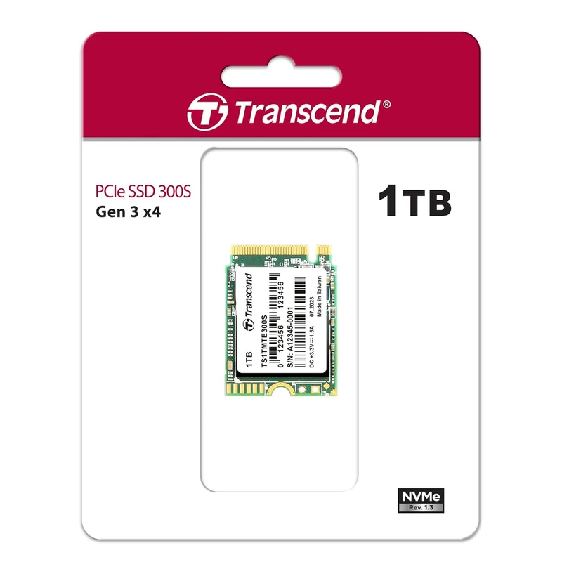 Transcend M.2 2230 PCIE Gen 3 X4 3D NAND NVME SSD (256GB, 512GB, 1TB) (TS256GMTE300S, TS512GMTE300S, TS1TMTE300S)