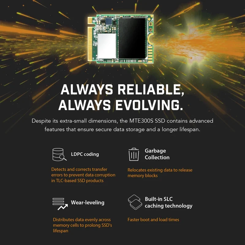 Transcend M.2 2230 PCIE Gen 3 X4 3D NAND NVME SSD (256GB, 512GB, 1TB) (TS256GMTE300S, TS512GMTE300S, TS1TMTE300S)