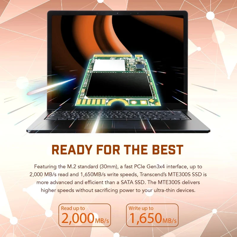 Transcend M.2 2230 PCIE Gen 3 X4 3D NAND NVME SSD (256GB, 512GB, 1TB) (TS256GMTE300S, TS512GMTE300S, TS1TMTE300S)