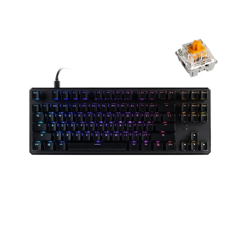 Tecware Phantom+ 87-Keys RGB Wired Mechanical Keyboard (Pre-Lubed Wraith Orange Tactile Switches)
