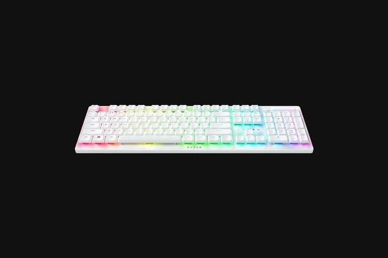 Razer Deathstalker V2 Pro Wireless Low Profile Optical Gaming Keyboard - White (Clicky Purple Switch)