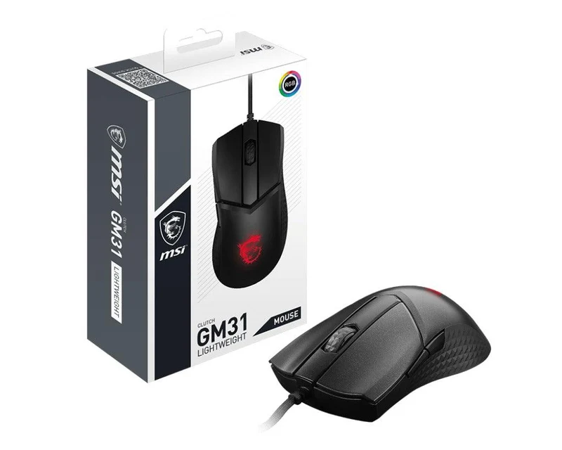 MSI Clutch GM31 RGB Lightweight Wired Gaming Mouse (Black)