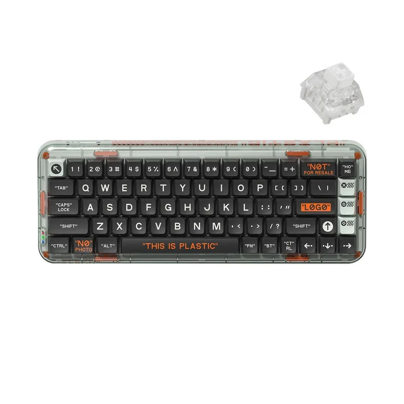 MelGeek MOJO68 Plastic Dark Night See-Through Custom Programmable Mechanical Keyboard (Kailh Custom Plastic Switch)