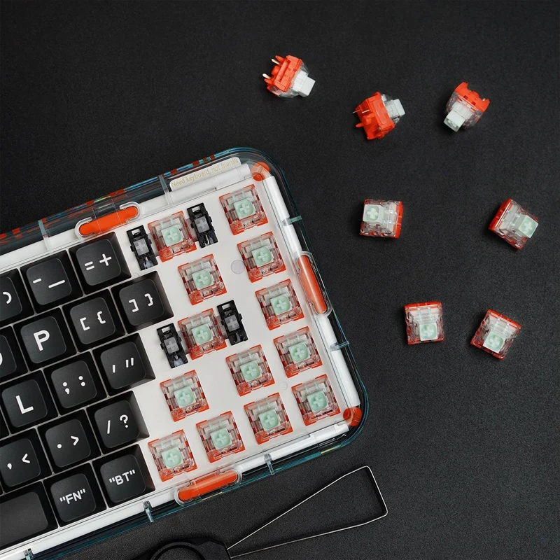 MelGeek MOJO68 Plastic Dark Night See-Through Custom Programmable Mechanical Keyboard (Kailh Custom Plastic Switch)
