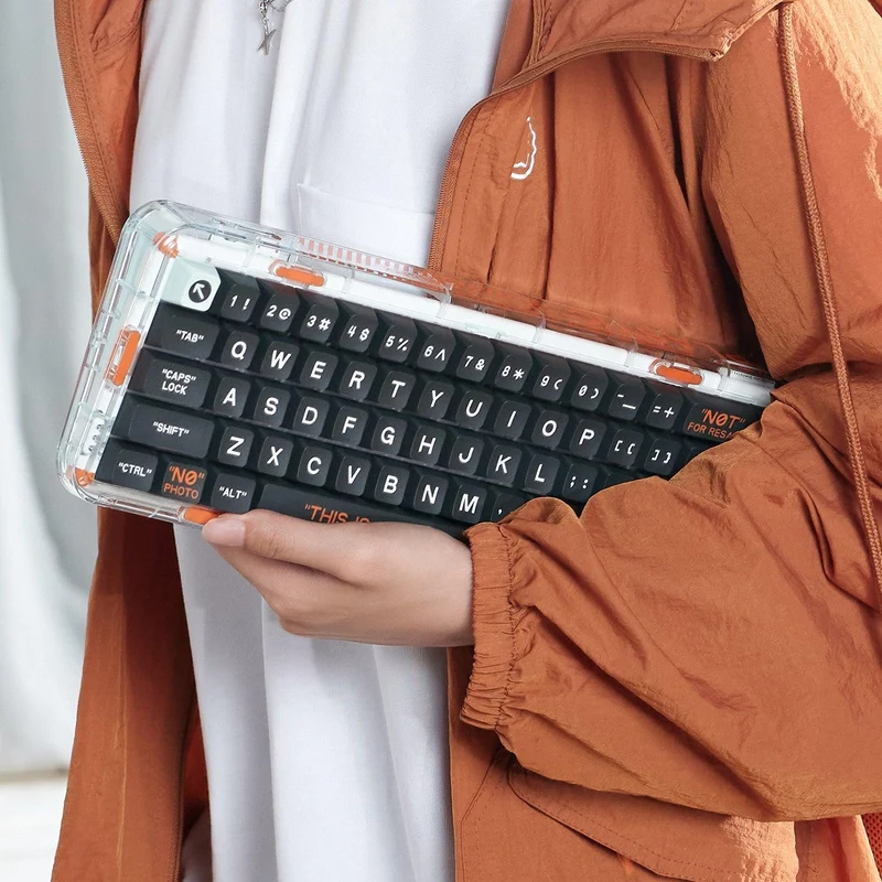 MelGeek MOJO68 Plastic Dark Night See-Through Custom Programmable Mechanical Keyboard (Kailh Custom Plastic Switch)