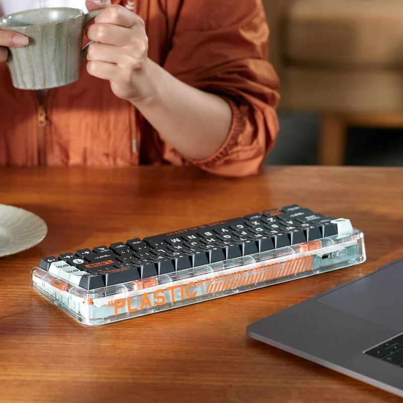 MelGeek MOJO68 Plastic Dark Night See-Through Custom Programmable Mechanical Keyboard (Kailh Custom Plastic Switch)