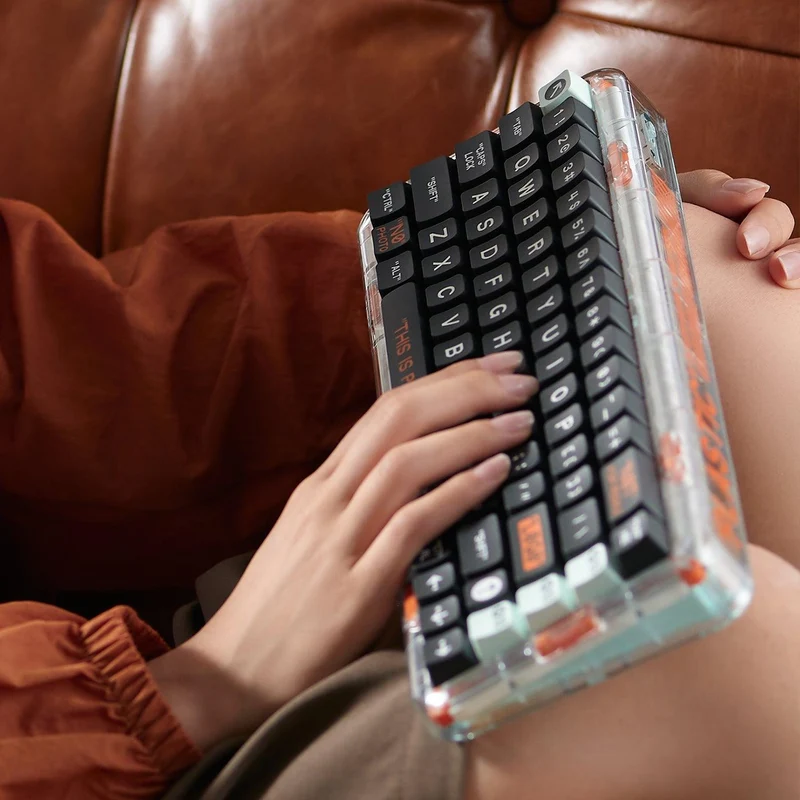 MelGeek MOJO68 Plastic Dark Night See-Through Custom Programmable Mechanical Keyboard (Kailh Custom Plastic Switch)
