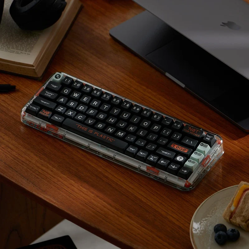 MelGeek MOJO68 Plastic Dark Night See-Through Custom Programmable Mechanical Keyboard (Kailh Custom Plastic Switch)