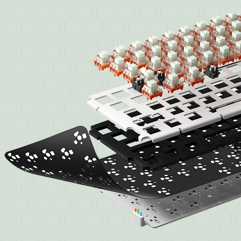 MelGeek MOJO68 Plastic Dark Night See-Through Custom Programmable Mechanical Keyboard (Kailh Custom Plastic Switch)