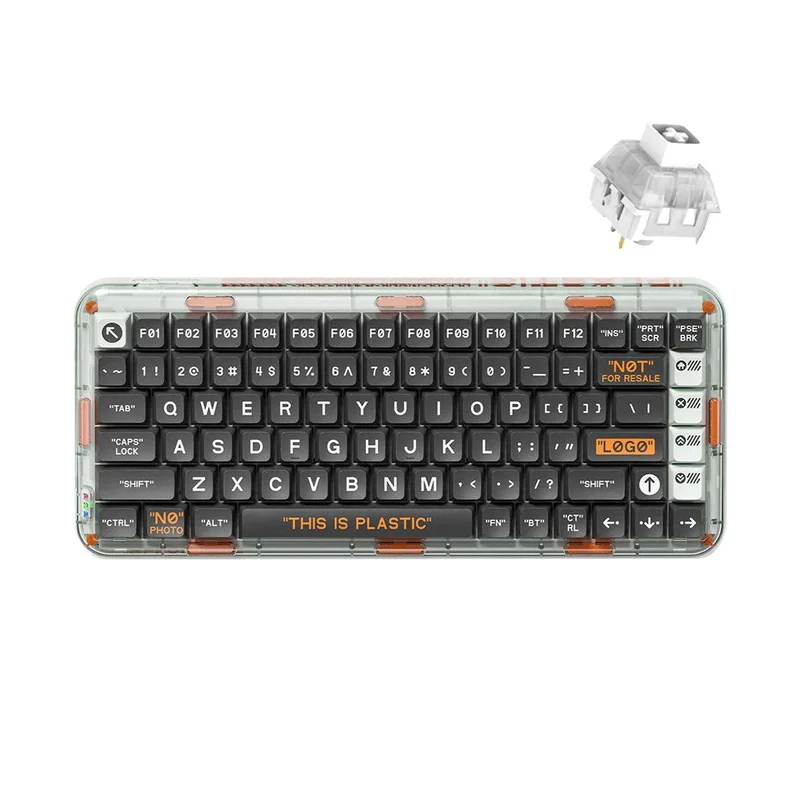MelGeek MOJO84 Plastic Dark Night See-Through Custom Programmable Mechanical Keyboard (Kailh Custom Plastic Switch)