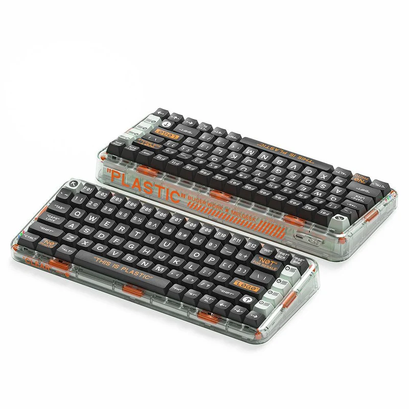 MelGeek MOJO84 Plastic Dark Night See-Through Custom Programmable Mechanical Keyboard (Kailh Custom Plastic Switch)