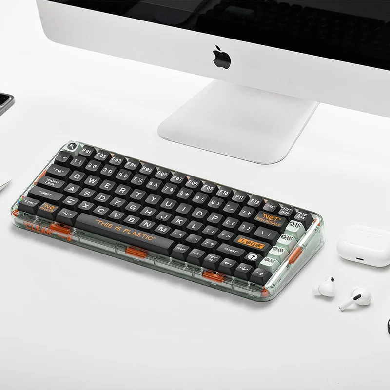 MelGeek MOJO84 Plastic Dark Night See-Through Custom Programmable Mechanical Keyboard (Kailh Custom Plastic Switch)