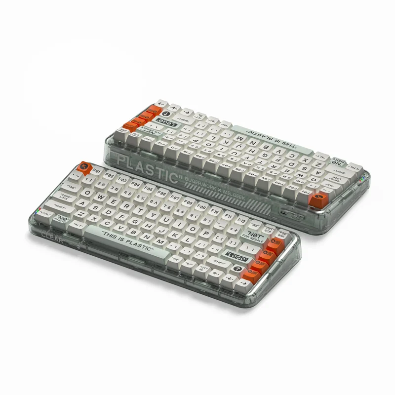 MelGeek MOJO84 Plastic See-Through Custom Programmable Mechanical Keyboard (Kailh Box Plastic)