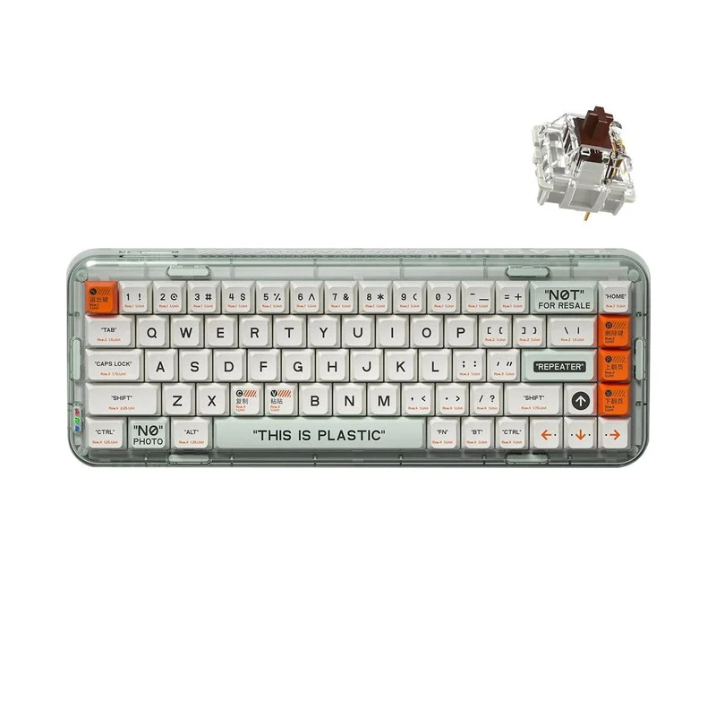 MelGeek MOJO68 Plastic See-Through Custom Programmable Mechanical Keyboard (Gateron Pro Brown)