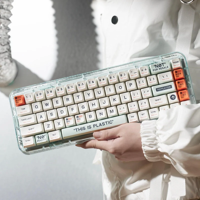 MelGeek MOJO68 Plastic See-Through Custom Programmable Mechanical Keyboard (Gateron Pro Brown)