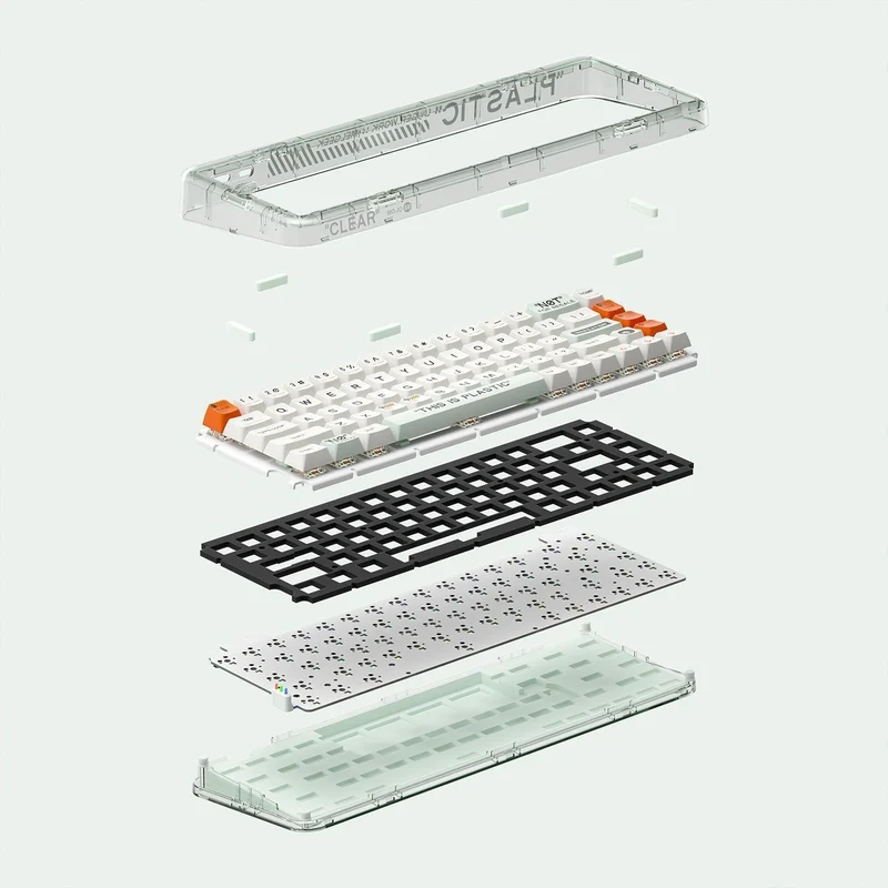 MelGeek MOJO68 Plastic See-Through Custom Programmable Mechanical Keyboard (Gateron Pro Brown)