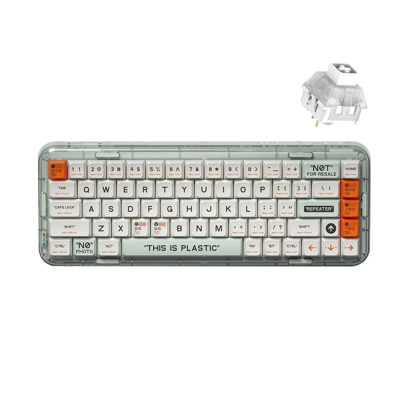MelGeek MOJO68 Plastic See-Through Custom Programmable Mechanical Keyboard (Kailh Custom Plastic Switch)