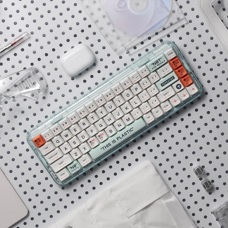 MelGeek MOJO68 Plastic See-Through Custom Programmable Mechanical Keyboard (Kailh Custom Plastic Switch)