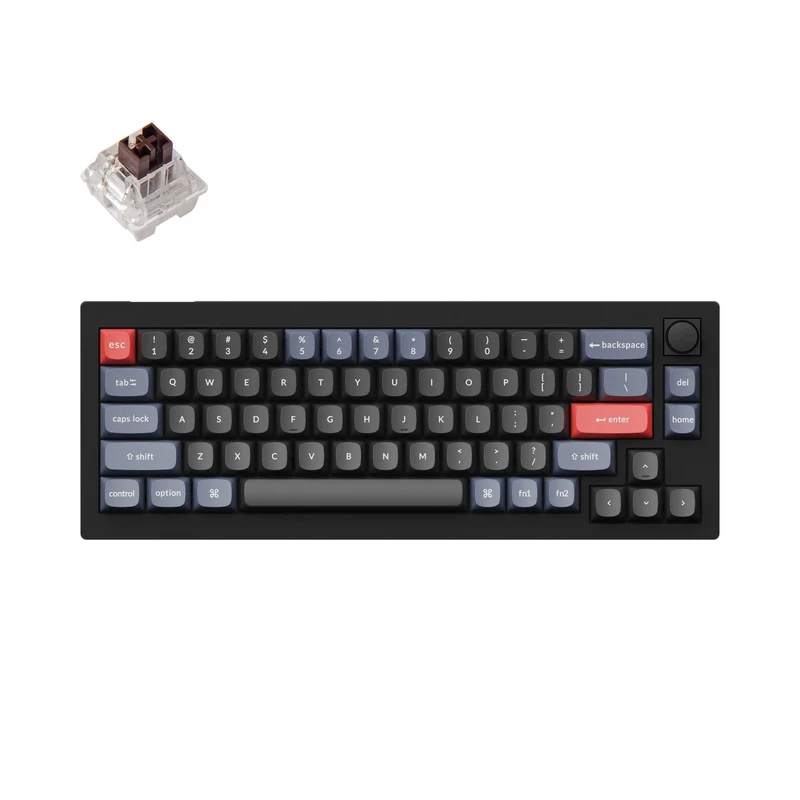 Keychron V2 QMK Custom Mechanical Knob Version Hot-Swappable RGB Backlight Keyboard - Black (K Pro Brown Switch) (V2D3)