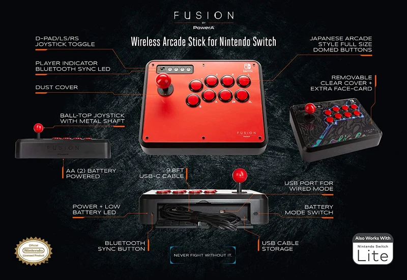 NSW Power A Fusion Wireless Arcade Stick For Nintendo Switch