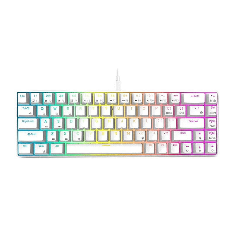 Royal Kludge G68Pro Tri-Mode RGB 68 Keys Hot Swappable Mechanical Keyboard White (Gateron Red Switch)
