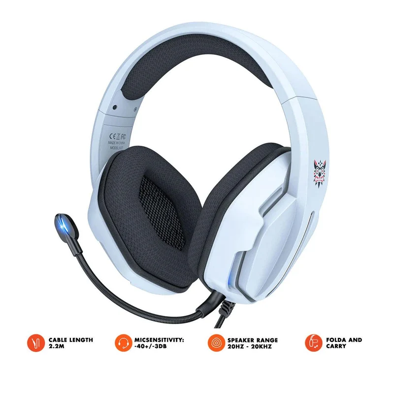 Onikuma X27 RGB Gaming Headset With Mic And Noise Cancelling (White)