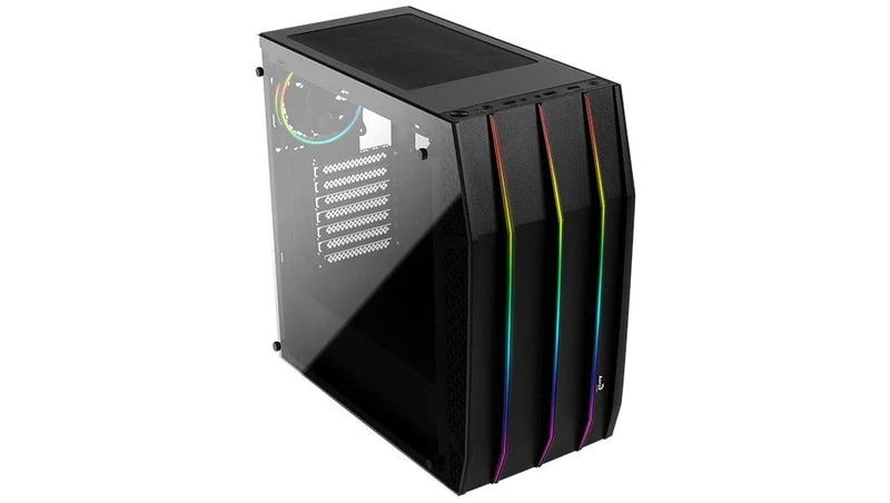 Aerocool Klaw-G-BK-V1 Tempered Glass RGB Mid-Tower Case (Black)