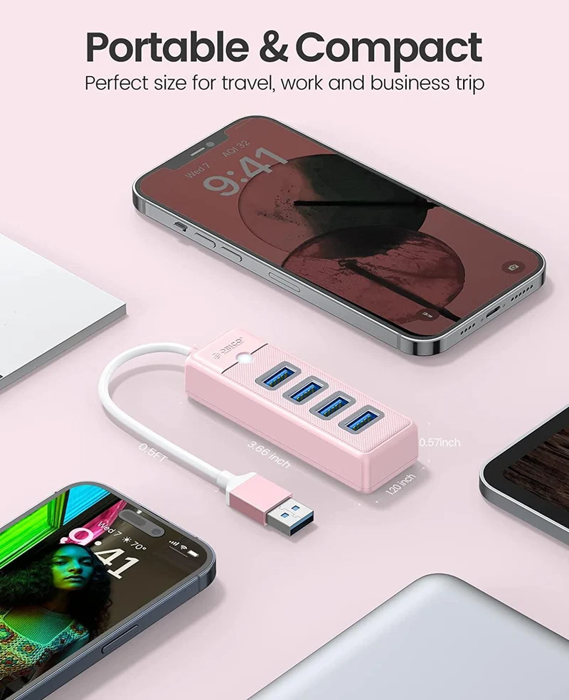 Orico 4-Port USB 3.0 Hub (Pink) (PW4U-U3-015-PK-EP)