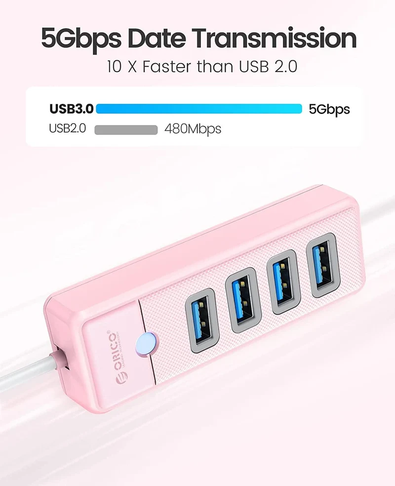 Orico 4-Port USB 3.0 Hub (Pink) (PW4U-U3-015-PK-EP)