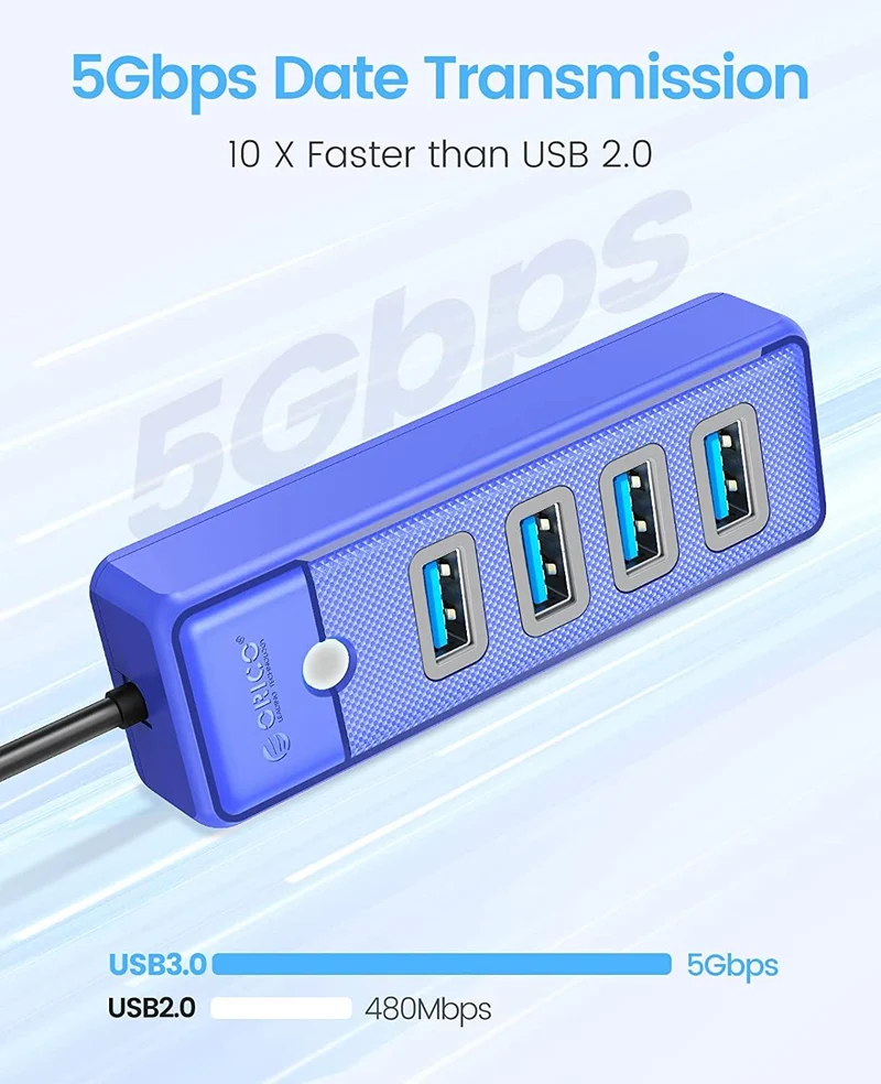 Orico 4-Port USB 3.0 Hub (Blue) (PW4U-U3-015-BL-EP)