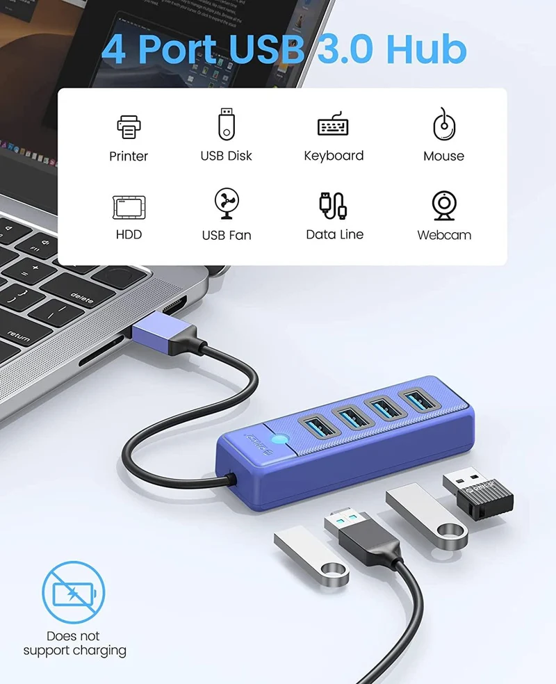Orico 4-Port USB 3.0 Hub (Blue) (PW4U-U3-015-BL-EP)