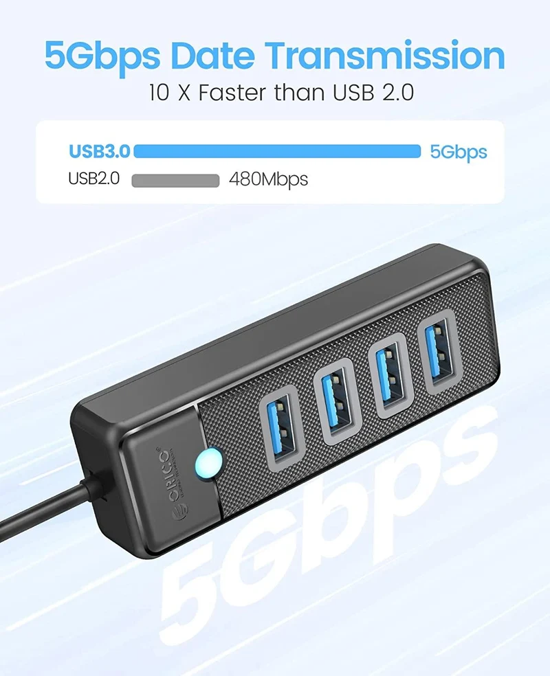 Orico 4-Port USB 3.0 Hub (Black) (PW4U-U3-015-BK-EP)