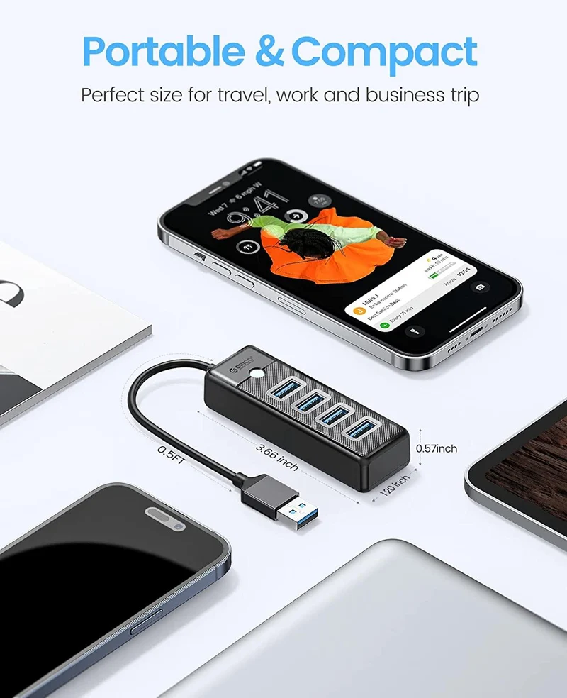 Orico 4-Port USB 3.0 Hub (Black) (PW4U-U3-015-BK-EP)
