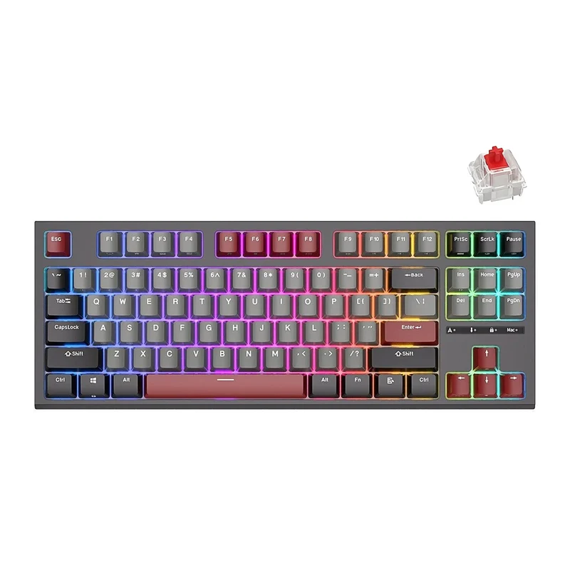 Royal Kludge RK-R87 Single-Mode RGB 87 Keys Hot Swappable Mechanical Keyboard Black (Red Switch)