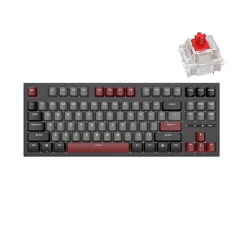 Royal Kludge RK-R87 Single-Mode RGB 87 Keys Hot Swappable Mechanical Keyboard Black (Red Switch)