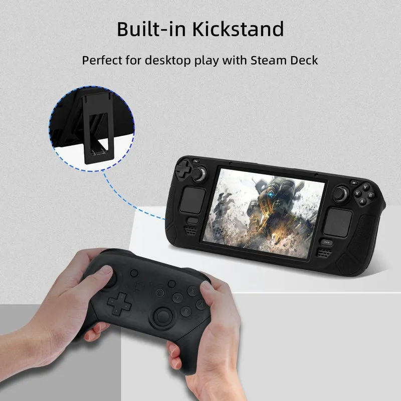 Pgtech Silicon Case With Stand Compatible For Steam Deck (Black) (GP-823)