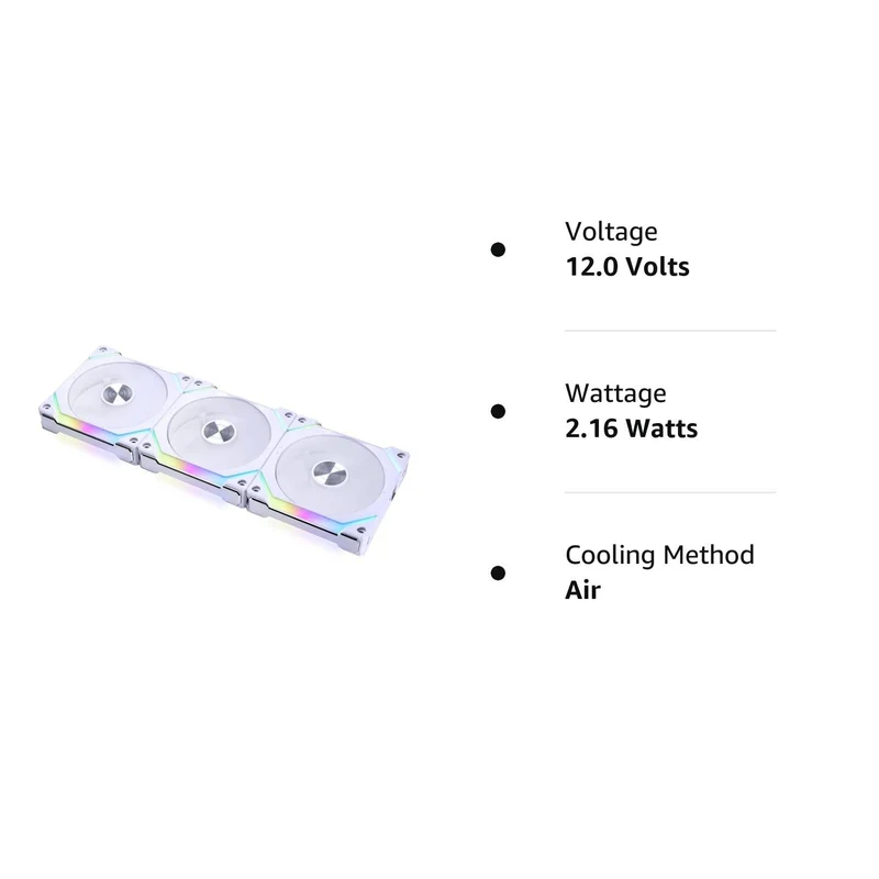 Lian Li Uni Fan SL120 V2 RGB Revolutionized Daisy-Chain ARGB Fan 120MM Triple Pack (White) (UF-SL120V2-3W)
