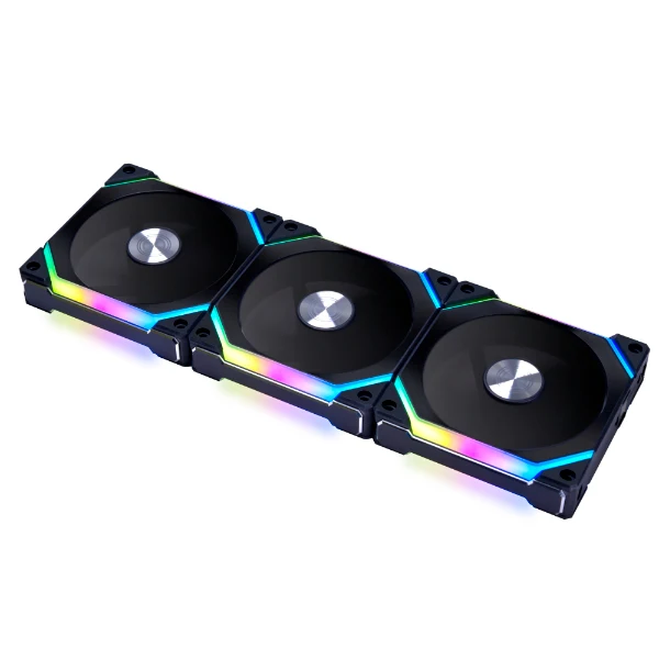 Lian Li Uni Fan SL120 V2 RGB Revolutionized Daisy-Chain ARGB Fan 120MM Triple Pack (Black) (UF-SL120V2-3B)